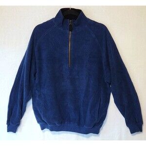 Vtg Straight Down Blue Terry Men's M Golf Pullover Quarter 1/4 Zip Made In USA